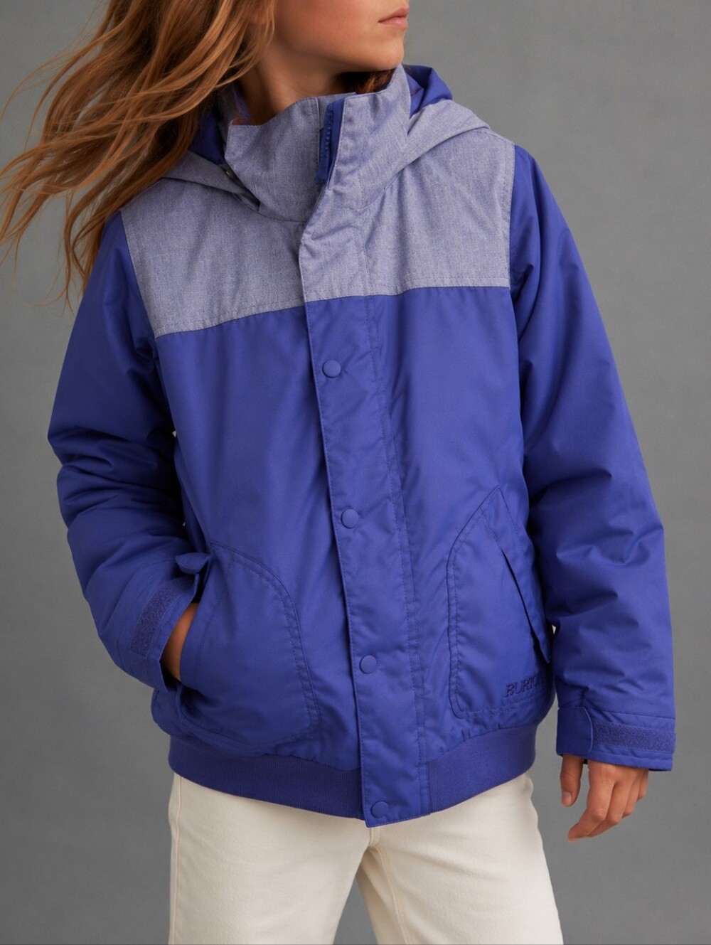 Burton Purple Gray DryRide Hooded Insulated Snow Jacket Girls Size Medium